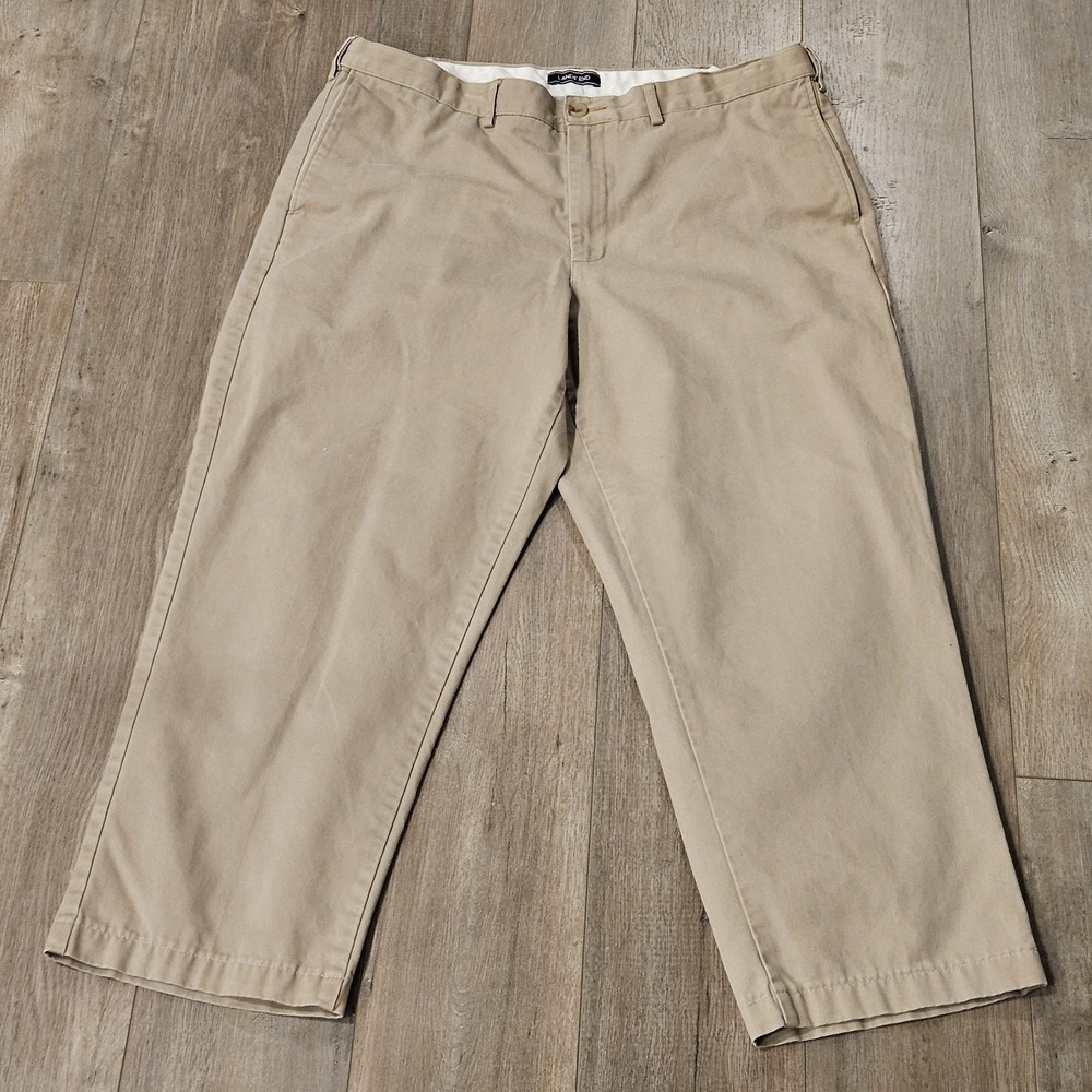 Lands End Pants Mens 38x28 Beige‎ Chino Straight Leg Cotton Traditional Fit